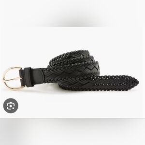 J. Crew Factory Black Braided Belt with Gold Buckle. Pre-owned- Signs Of Wear.